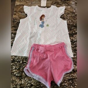 Little Mermaid Polka Dot Top and Pink Shorts Set